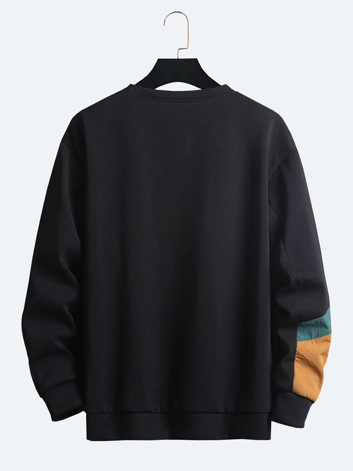 Men Crew Neck Pamuklu Patchwork Sweatshirt