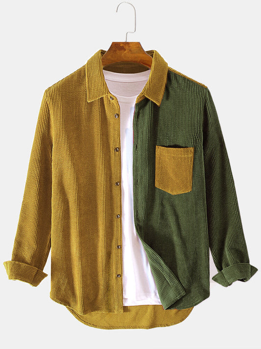 Marcello Vane Corduroy Patchwork Gömlek