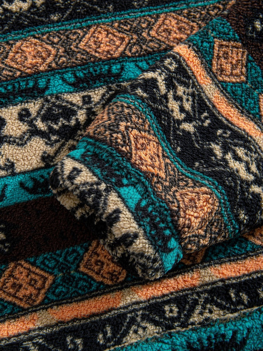 Marcello Vane Ethnic Geometric Teddy Hoodie