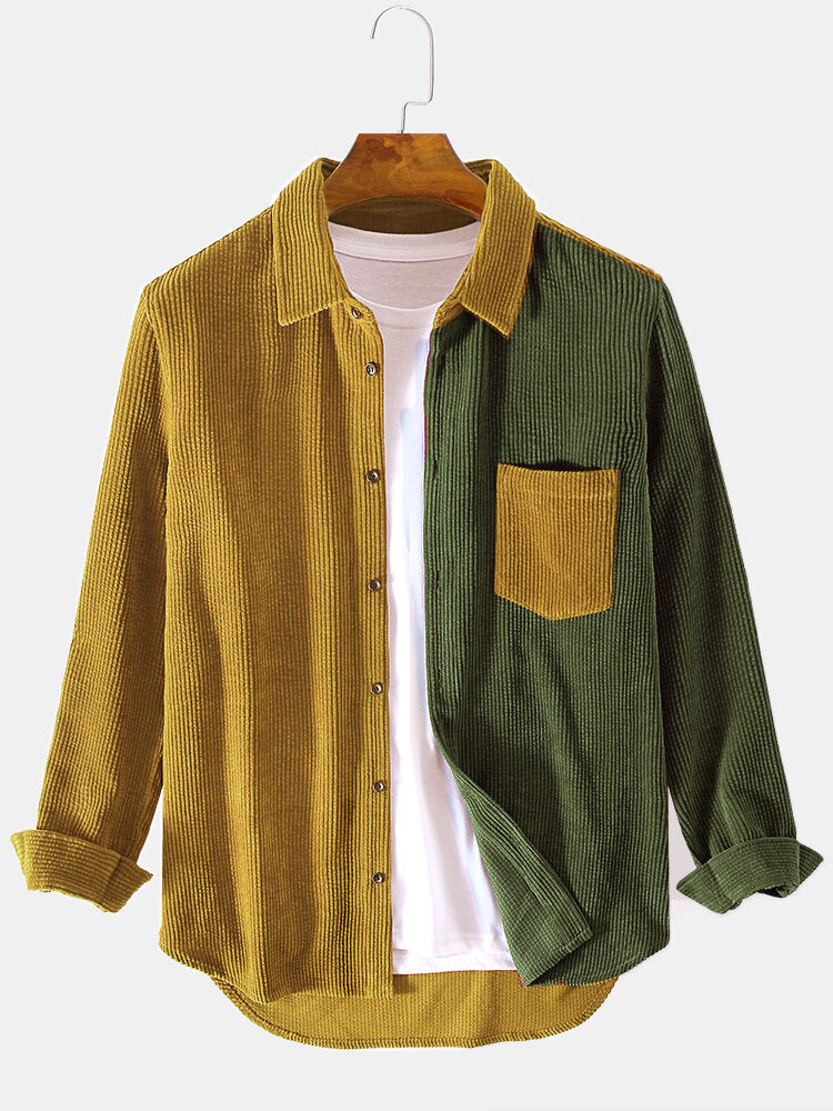 Marcello Vane Corduroy Patchwork Gömlek