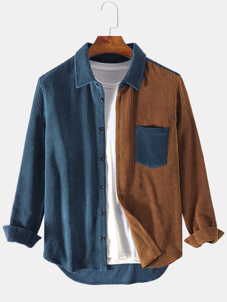 Marcello Vane Corduroy Patchwork Gömlek