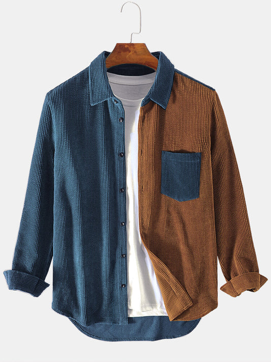 Marcello Vane Corduroy Patchwork Gömlek