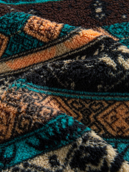 Marcello Vane Ethnic Geometric Teddy Hoodie