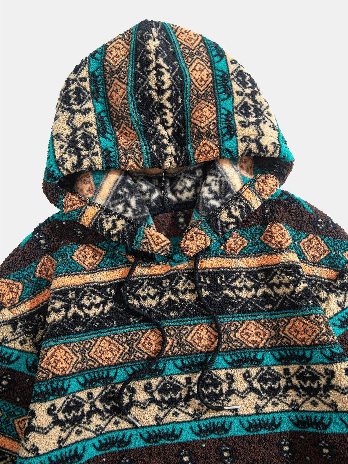 Marcello Vane Ethnic Geometric Teddy Hoodie