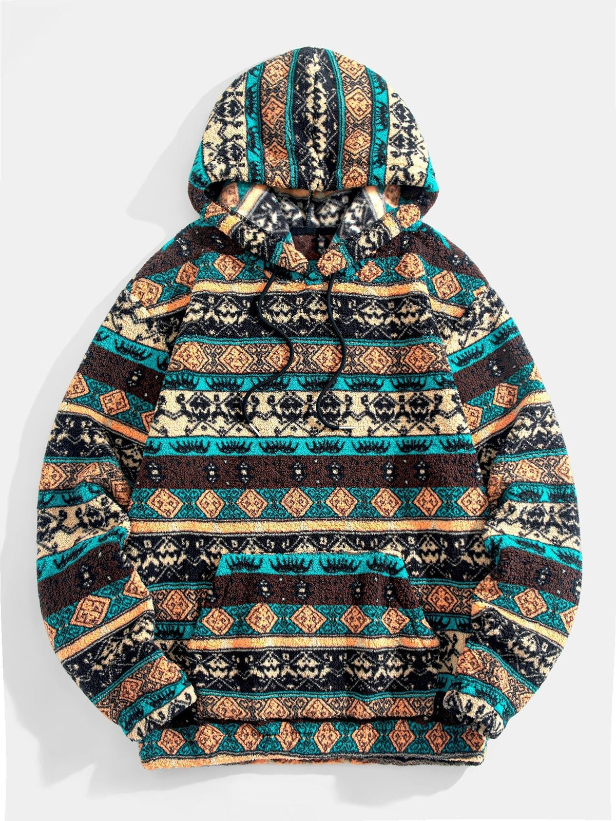 Marcello Vane Ethnic Geometric Teddy Hoodie