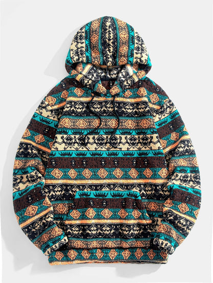 Marcello Vane Ethnic Geometric Teddy Hoodie