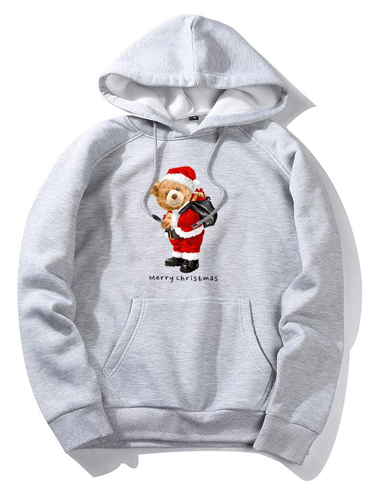Marcello Vane Christmas Bear Print Hoodie