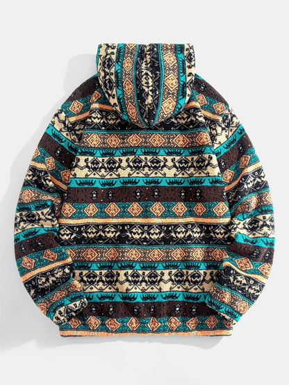 Marcello Vane Ethnic Geometric Teddy Hoodie