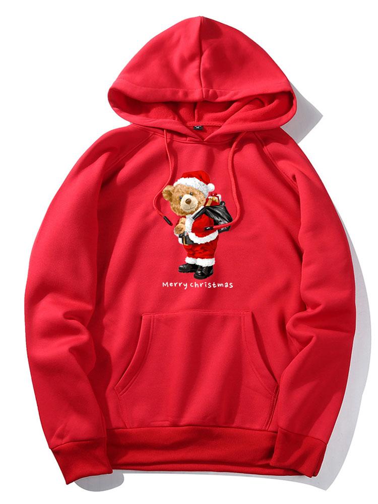Marcello Vane Christmas Bear Print Hoodie