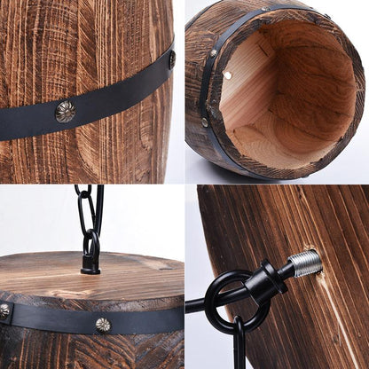 Erato - Hanging Wooden Wine Barrel Light